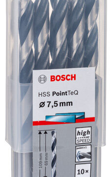 Bosch Set 10 burghie metal HSS PointTeQ, 7.5x69x109mm